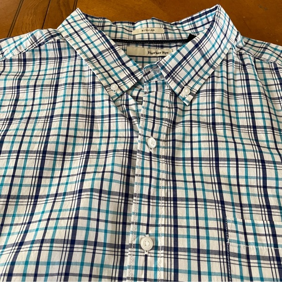 Hawker Rye Blue, Teal & White Plaid Oxford Shirt Mens 3XL Button down Big & Tall - Picture 7 of 7